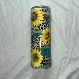 Sunflower Leopard Print Sublimation Tumbler Cup 20 oz with straw and lid